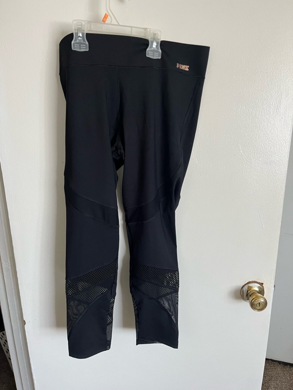 Victoria's Secret PINK Black Leggings with White Logo Tag